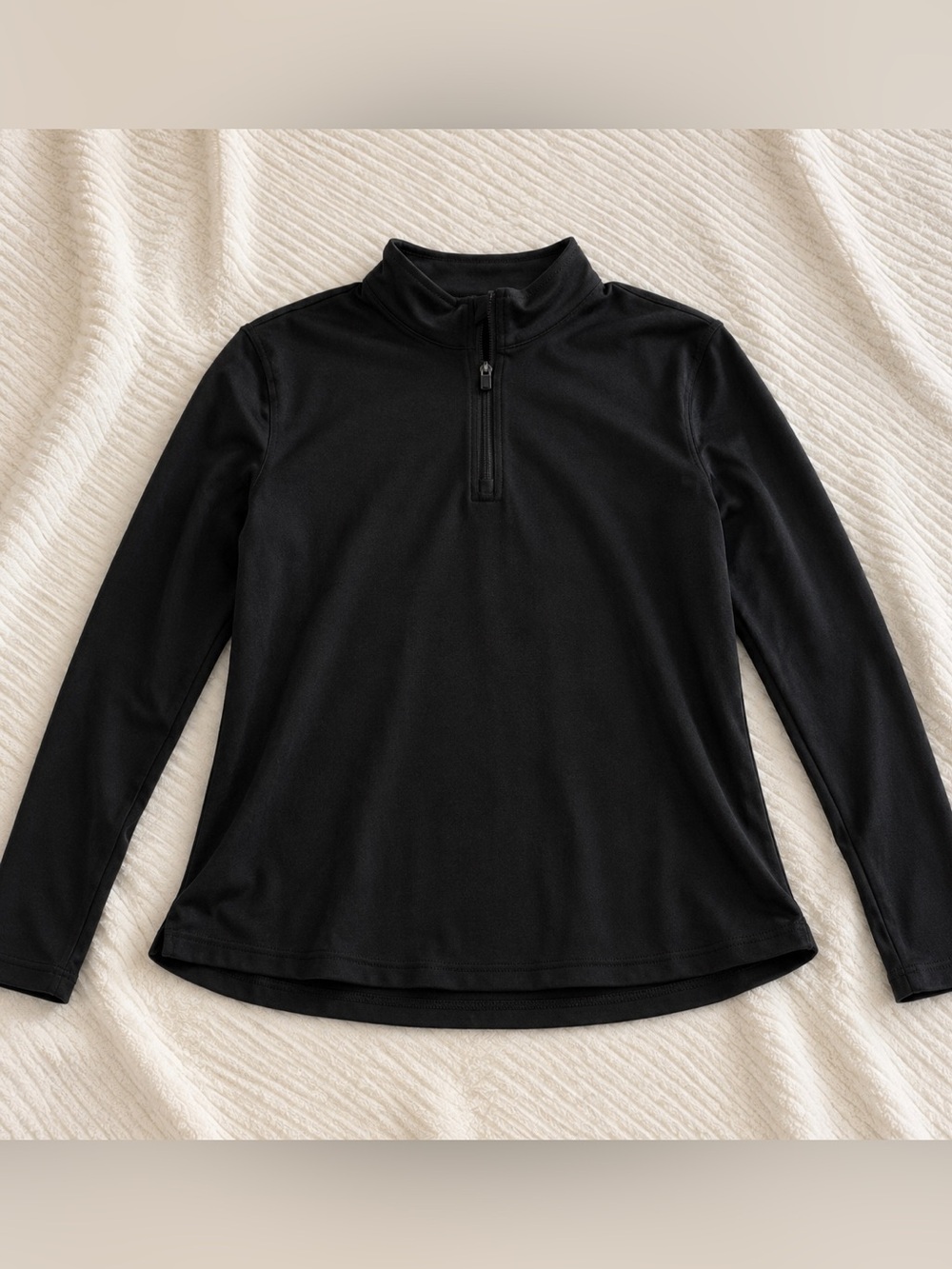 Women's Black Long-Sleeve Quarter-Zip Tee